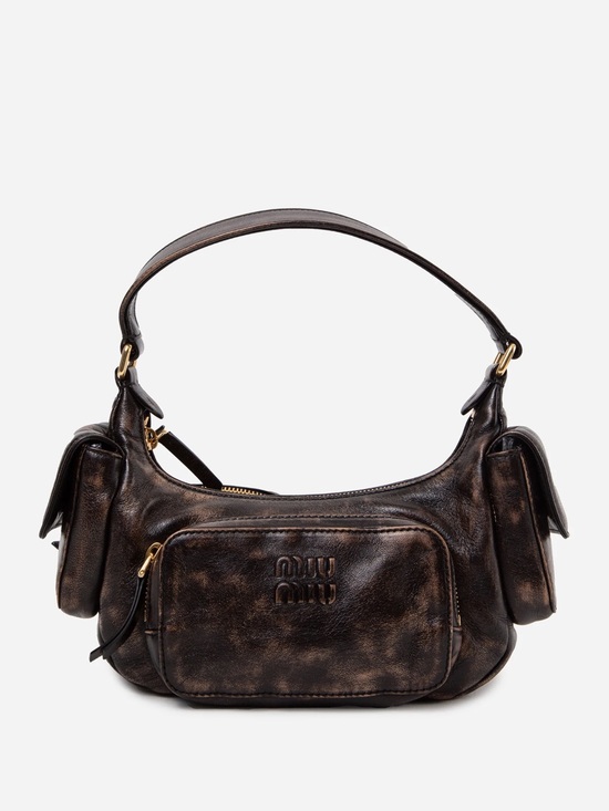 Handbags - MIU MIU Sand Coffee Pocket Nappa Leather Bag